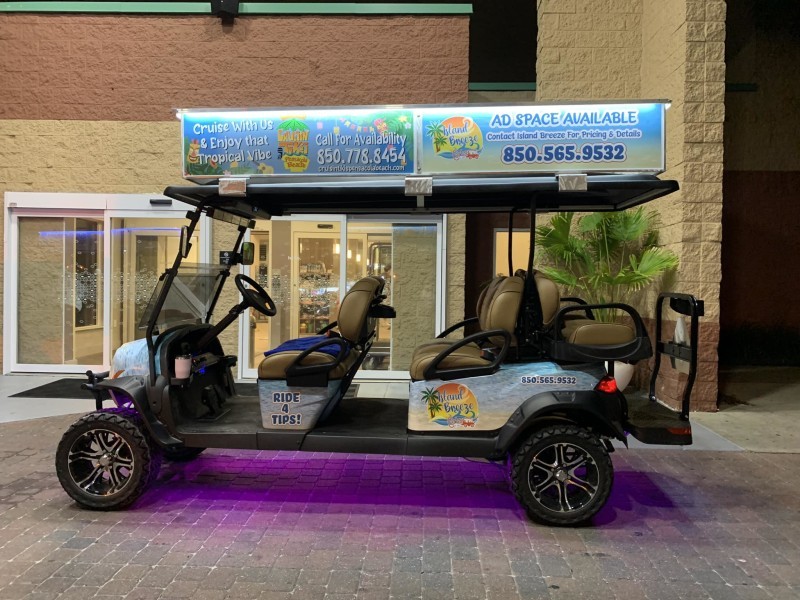 Golf cart shuttle on Pensacola Beach